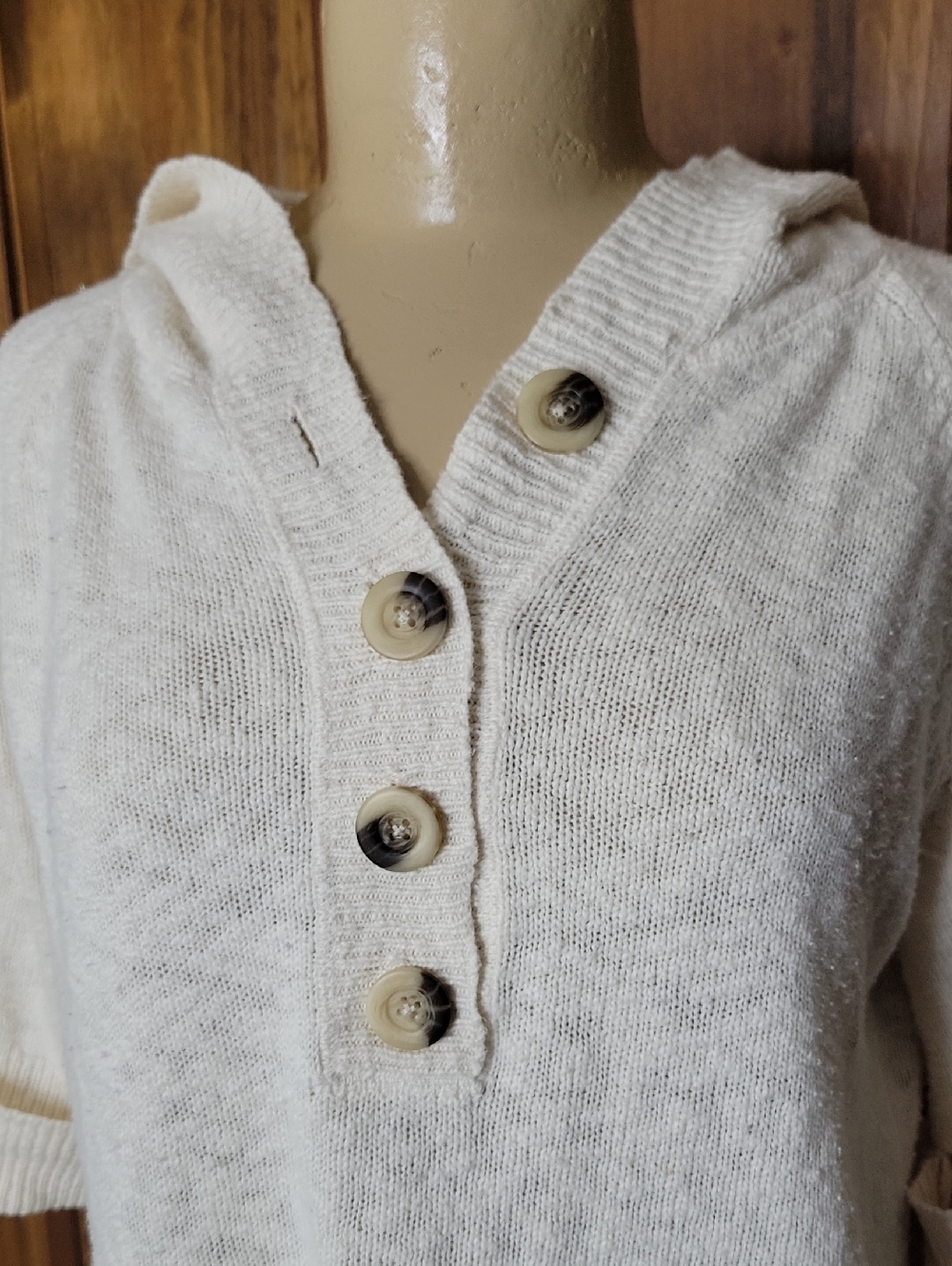 Merona Cozy Knit Hooded Cream Women's Sweater Sz XL